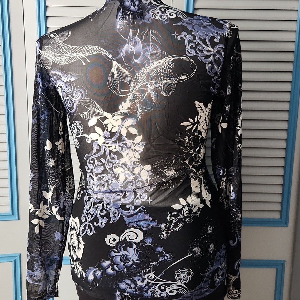 Johnny Was Jade Sheer Floral Print Top - Picture 9 of 13